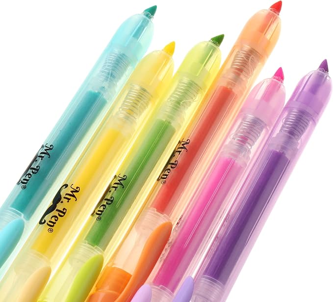 Mr. Pen- Retractable Highlighters, 6 Pack, Pastel Colors | Chisel Tip - Image 9