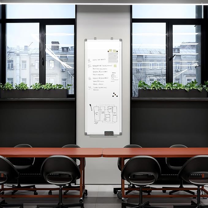 36" x 12" Magnetic White Board, Long Whiteboard Wall Hanging Vertical Board, to-do List Narrow Mini Small Portable Dry Erase Board for Walls-DeskLoop Office