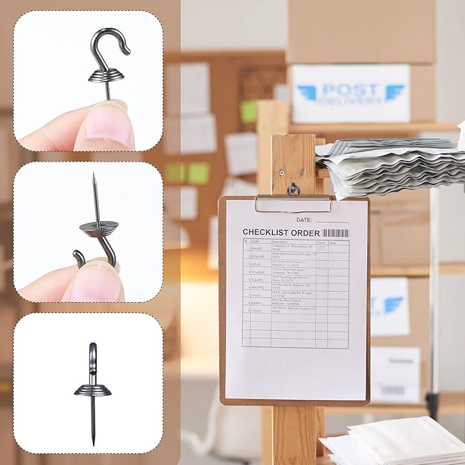 Hotop 30 Pieces Push Pin Wall Hooks Metal Thumb Tack Hangers Iron Alloy Nail - Image 3