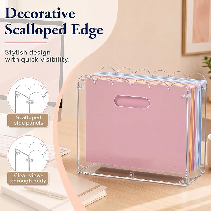 Jingmore Clear Acrylic File Organizer, Decorative Hanging File Box - Image 4