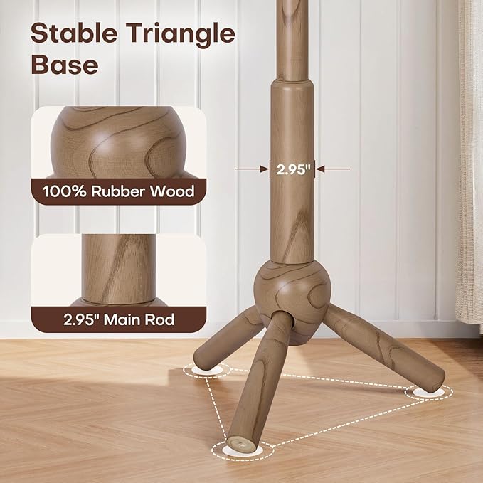 Wooden Coat Rack Stand - Coat Rack Freestanding with 9 Hooks, Adjustable Height, Clothes Hat Organizer, Heavy Duty Coat Hanger Stand for Bedroom, Entryway, Hallway, Office, Dorm, Walnut-DeskLoop Office