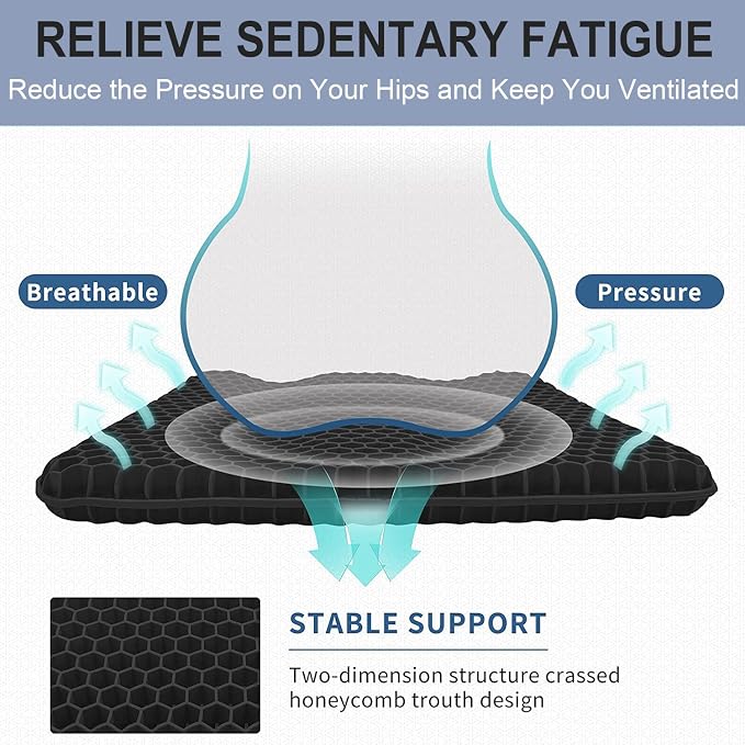 Gel Seat Cushion for Long Sitting Pressure Relief - Image 2