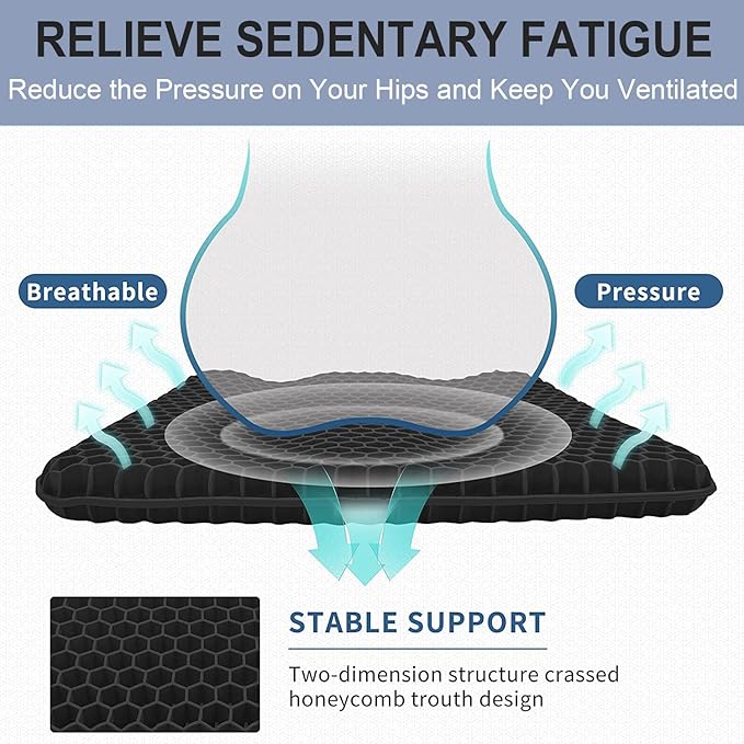 Gel Seat Cushion for Long Sitting Pressure Relief - Image 3