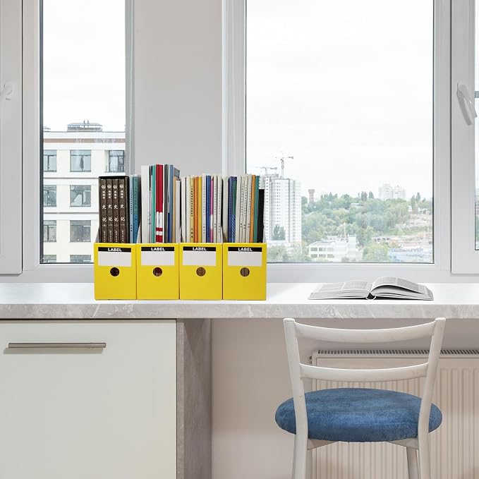 Limitliho Yellow Cardboard Magazine Holder, Magazine File Holder - Image 5
