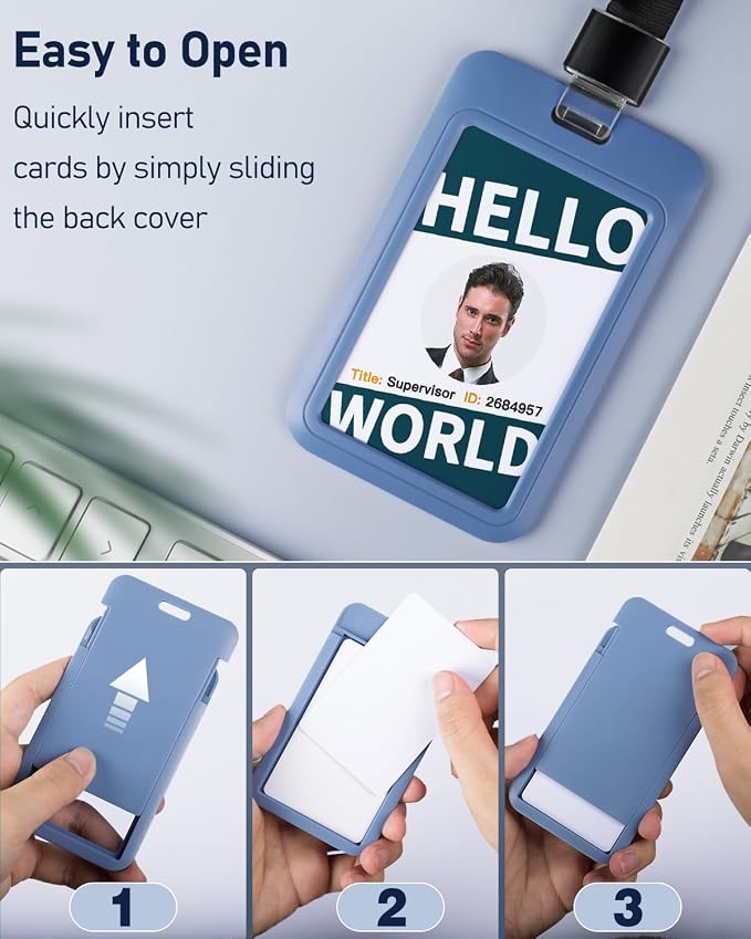 Uniclife 3 Pack Sliding ID Badge Holder Vertical Hard Plastic Case - Image 6
