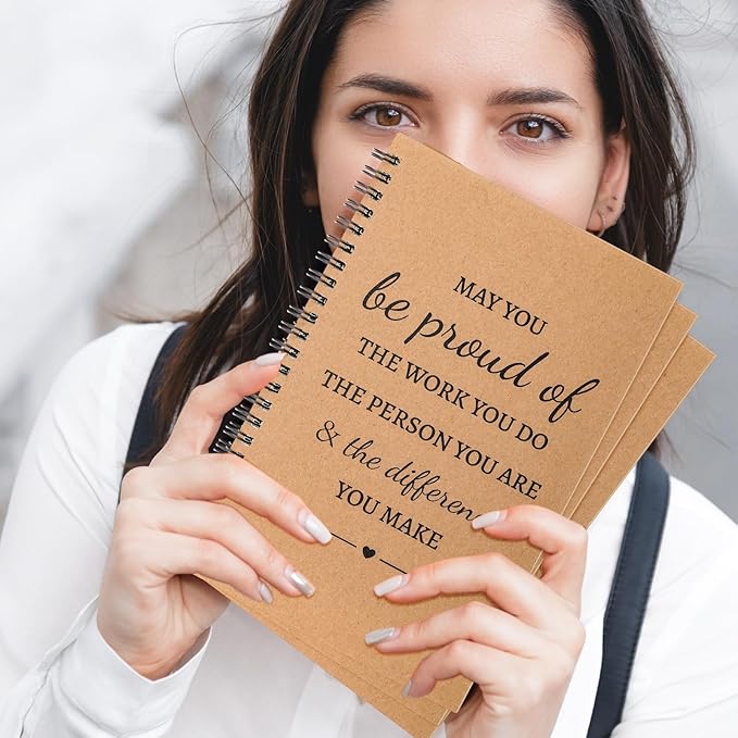 Colarr 24 Pcs A5 Inspirational Spiral Notebook Bulk Appreciation Gift 6x8 Inch Motivational Notepad 100 Page/50sheet Lined College Ruled Journal for Employee Coworker Teacher Nurse (Brown)-DeskLoop Office