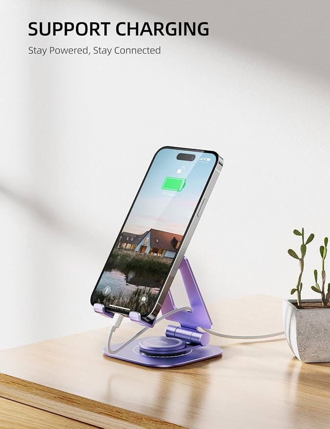 Nulaxy Rotatable Cell Phone Stand, Fully Adjustable Foldable Desktop Phone - Image 6