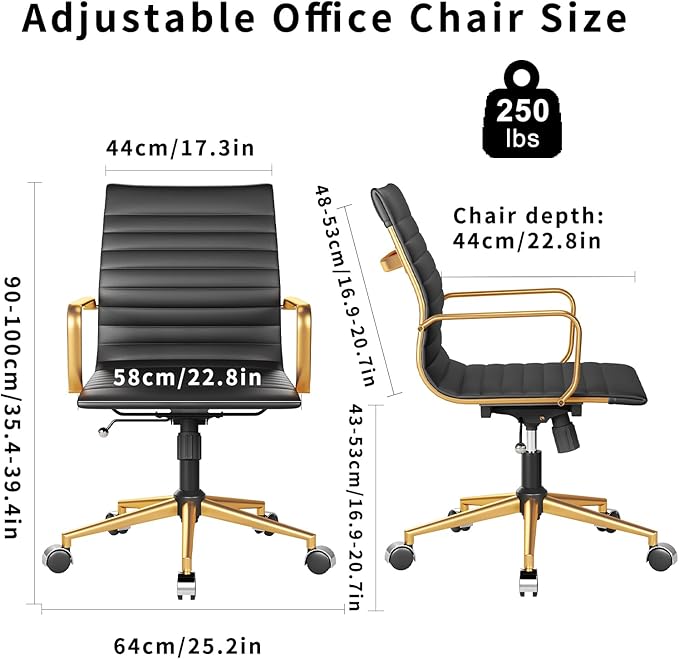 Chair, Desk Computer Chair ，with Armrests ，Ergonomic Office Chair for Home and Office, 17.32 x 22.83 x 35.43 inches, Multiple Colors (Gold Black)-DeskLoop Office