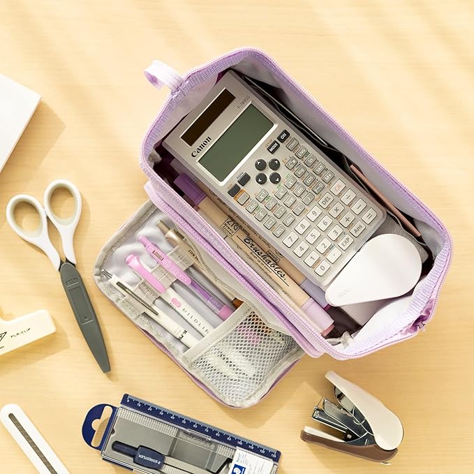 HVOMO Pencil Case Large Capacity Pencil Pouch Handheld Pen Bag Cosmetic Gift for Office School Teen Girl Boy Men Women Adult (Purple)-DeskLoop Office