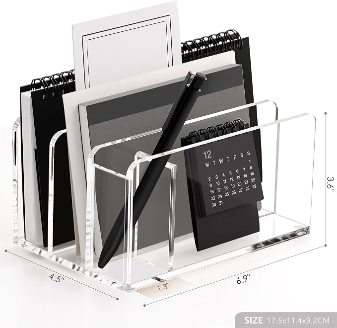 SANRUI Acrylic Mail Sorter Desktop Organizer - Image 2