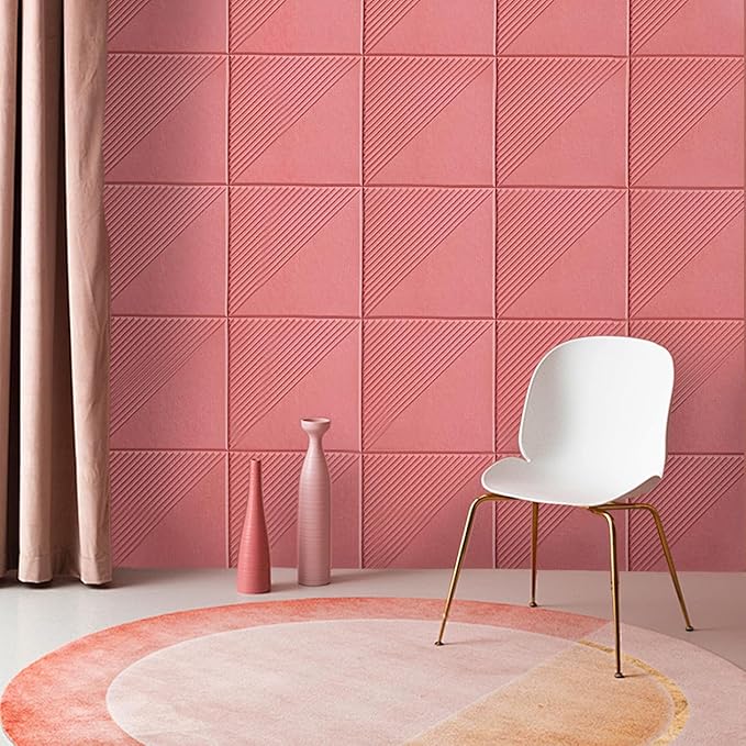 Large Cork Board for Walls 48"x 36", 12 Pack Felt Wall Tiles with Safe Removable Adhesive Tabs, Cork Board for Office,Pinboard Bulletin Board - Pink-DeskLoop Office