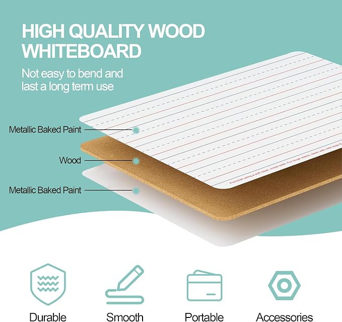 12 Pack Small White Boards, Teacher School, Include 12 Markers, 12 Erasers - Image 6