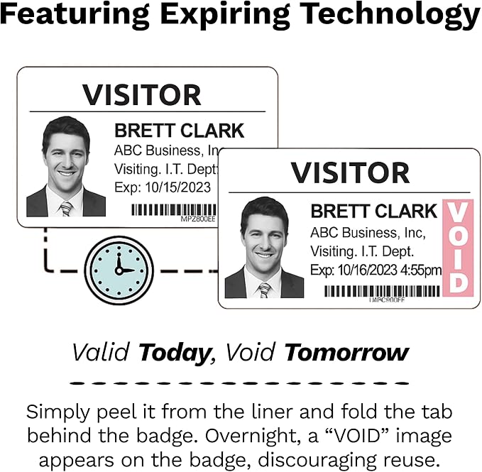 Threshold 3.25 Inch Tab Expiring Visitor Badges on a Roll | 4 Rolls Compatible - Image 3