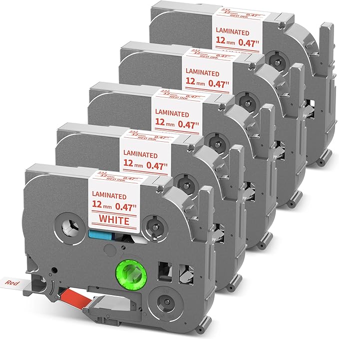 TZe-232 TZ Tape 12mm 0.47 Laminated Red on White P Touch Label Tape | Replace by Unknown