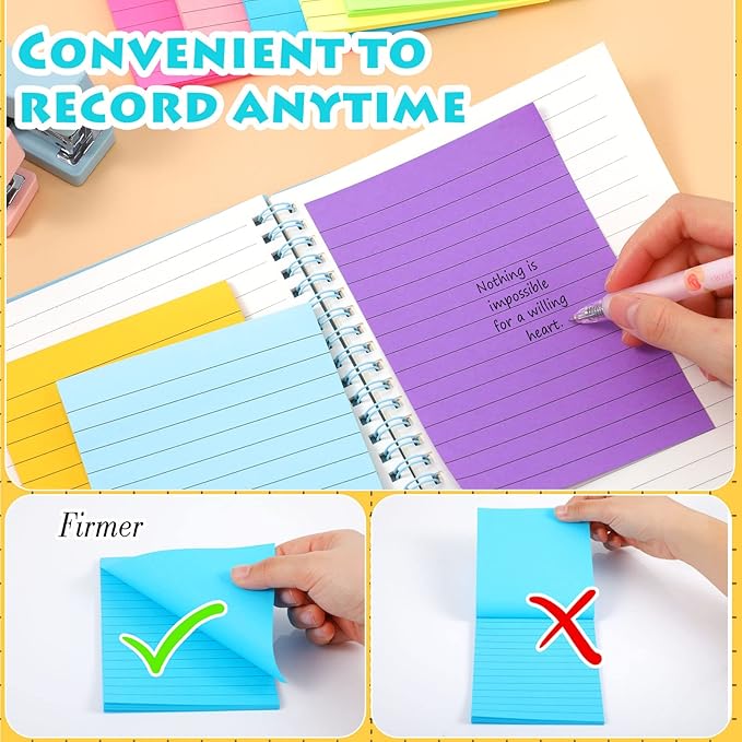 Yexiya 64 Pcs Lined Sticky Notes Self Stick Notes with Lines Bright Assorted Colors Sticky Pad for Home Office Products Post Memos, 1920 Sheets(4 x 6 Inch,Classic Color)-DeskLoop Office