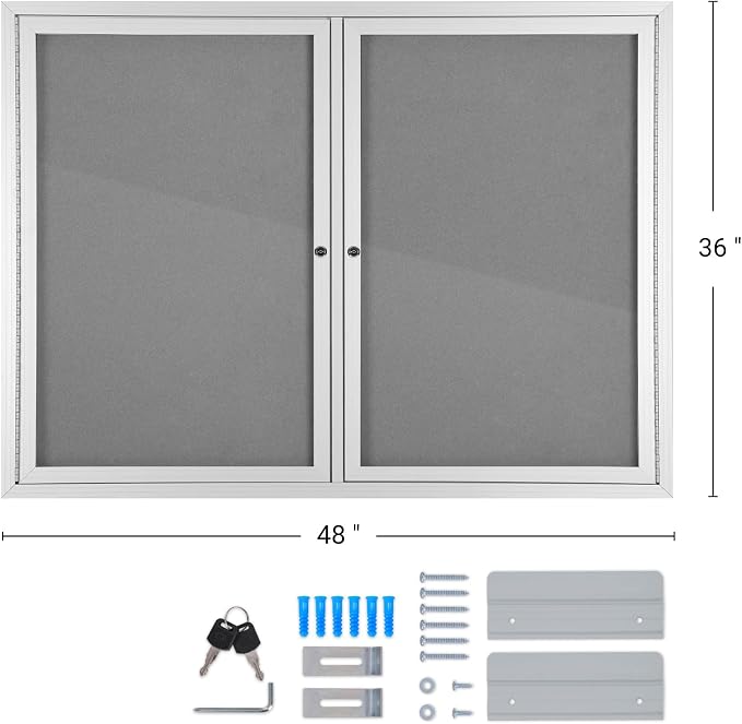 INNOVART Enclosed Bulletin Board 48” x 36”, Lockable Fabric Noticeboard - Image 2