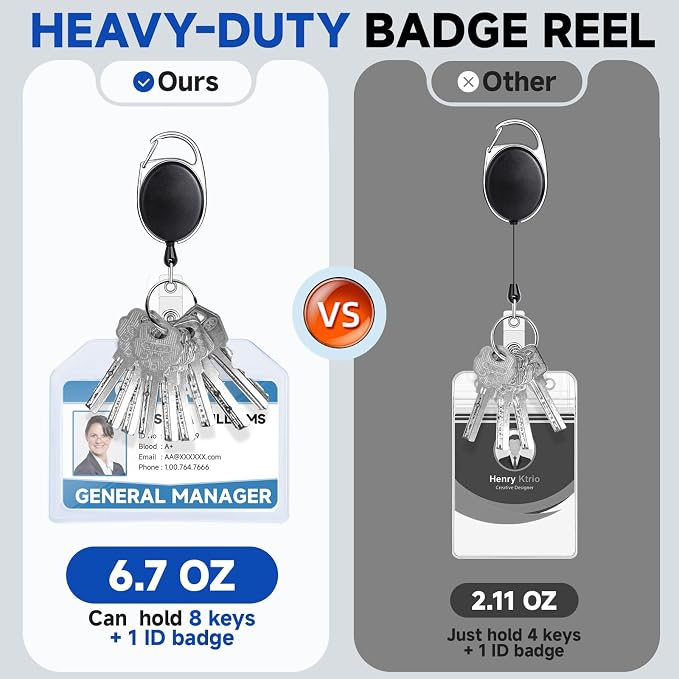 Teskyer 2 Pack Heavy Duty Retractable Badge Holders - Image 2