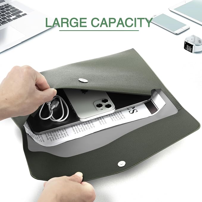 FYY File Folder, PU Leather A4 Document Holder File Organizer Filing Envelope - Image 2