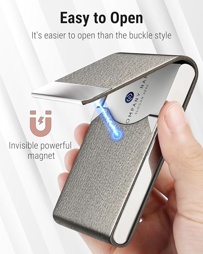 MaxGear Business Card Holder, PU Leather Business Card Case, Magnetic Closure - Image 3