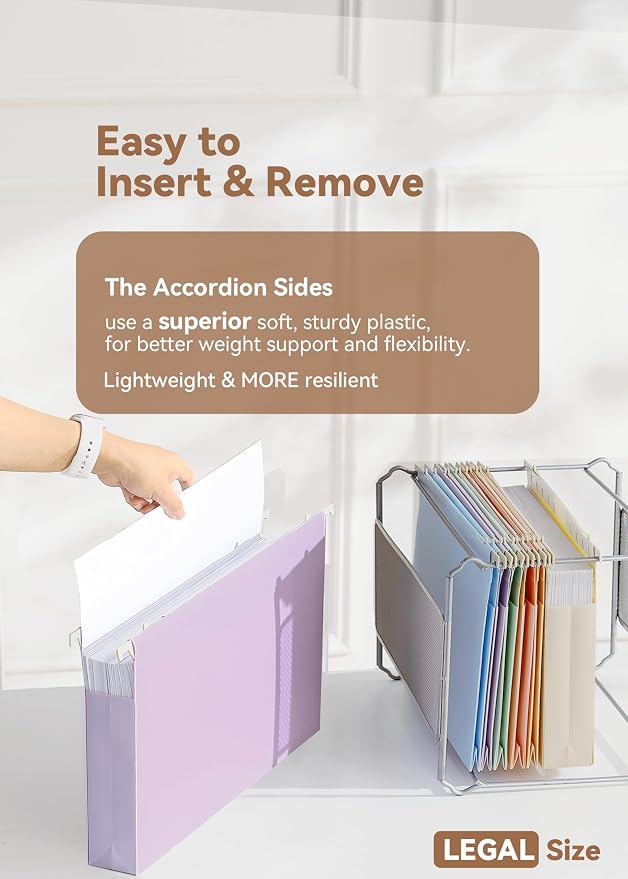 SortRax Plastic Extra Capacity Legal Size Hanging File Folders, Heavy Duty - Image 3
