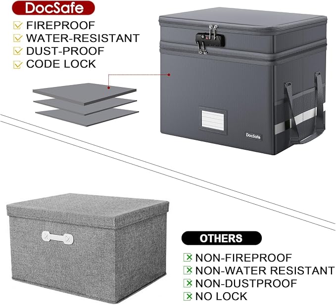 DocSafe File Box with Lock, Large Portable Home Office Filing Box - Image 7