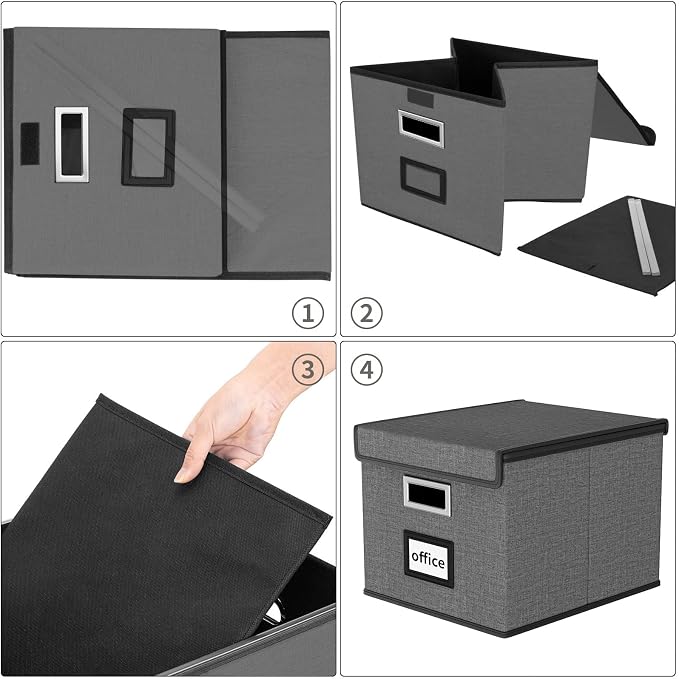 File Organizer Box with Lid, Collapsible File Folder Organizer - Image 6