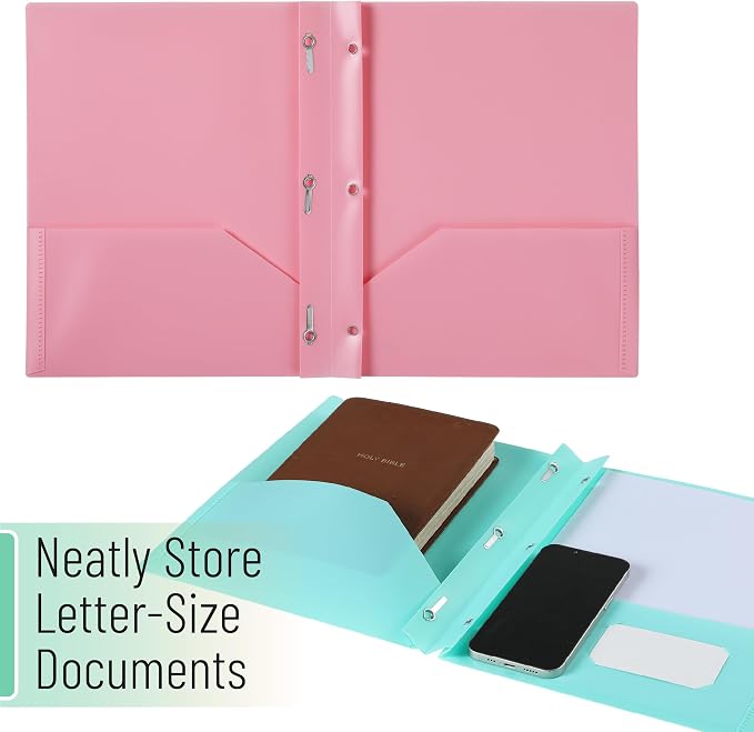 Mr. Pen- Plastic Folders with Pockets and Prongs, 15 Pack, Letter Size | Pastel - Image 7