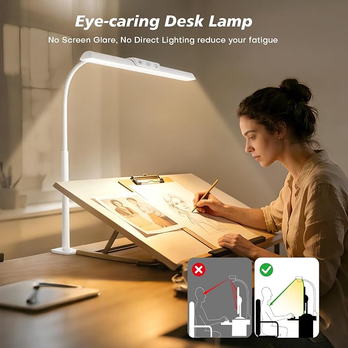 LED Desk Lamp for Office Home, Stepless Dimming Architect Desk Light - Image 8