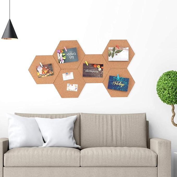 HBlife Hexagon Cork Board Tiles 10 Pack Self-Adhesive Corkboards - Image 7