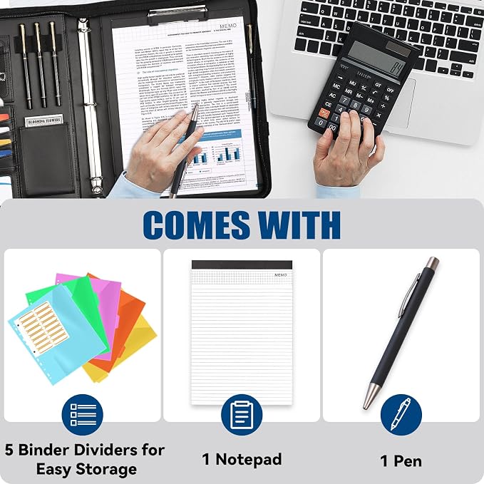 Portfolio Binder 3 Ring Includes Pen and 5 Dividers - Image 3