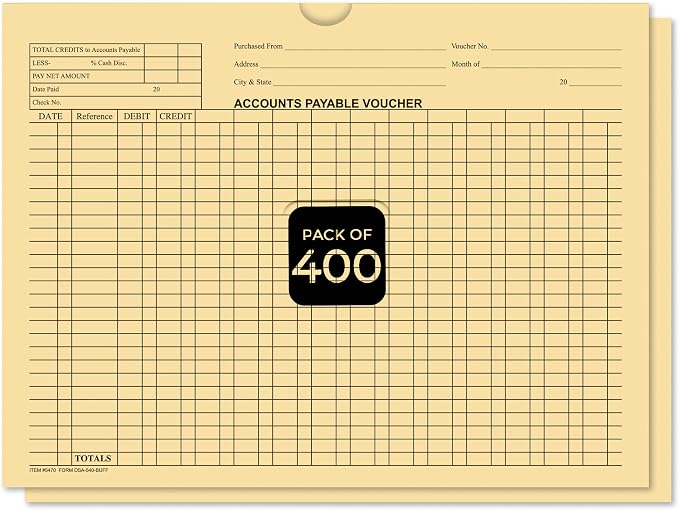 Accounts Payable Voucher Envelopes General Accounting Style, Buff 400 Pack | by Unknown
