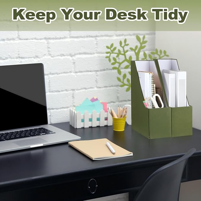 Gueevin Set of 6 Magazine File Holders, Sturdy Cardboard Desk Magazine Organizer - Image 6
