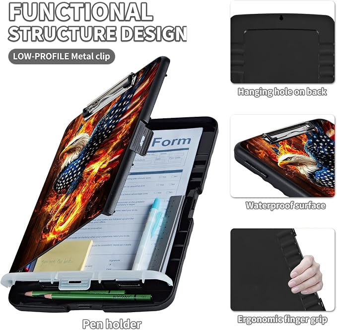 Clipboard with Storage, Clip Boards 8.5X11 with Storage Pen Holder, Heavy Duty - Image 3