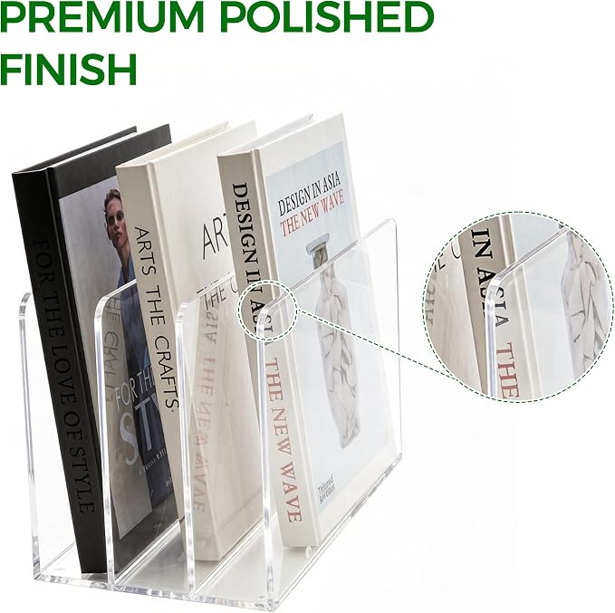 Acrylic Magazine File Holder, 3-Section A4 Desk Organizer | Fits A4 documents - Image 3