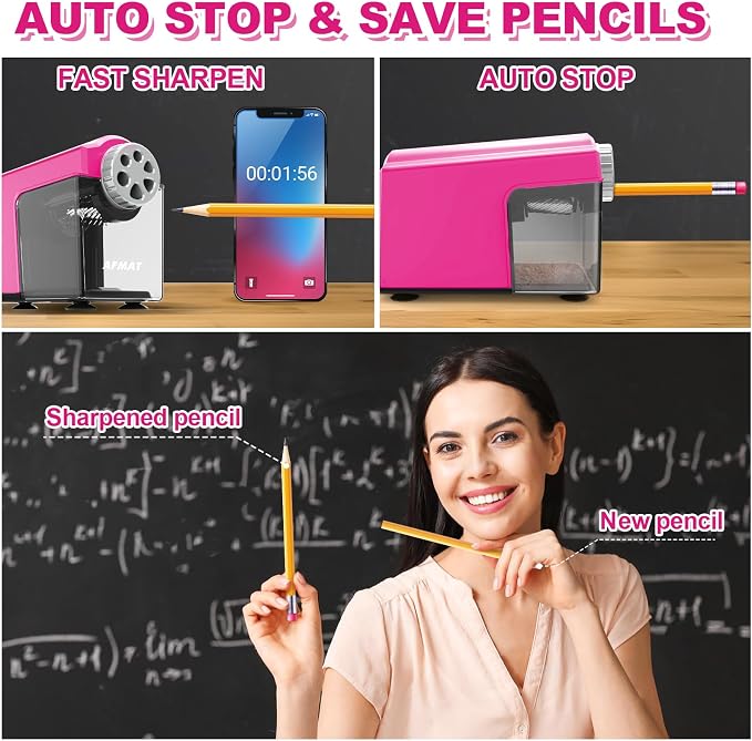 AFMAT Electric Pencil Sharpener Heavy Duty, 6-Hole Classroom Pencil Sharpener - Image 3