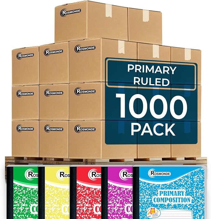 Rosmonde 1000 Pack Bulk Composition Notebook, Primary Ruled Sheets by Rosmonde
