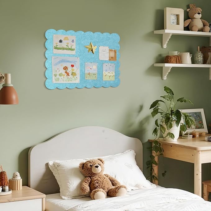 Lightomorrow Scalloped Bulletin Board, 24 x 18 Inches Felt Pin Board - Image 5