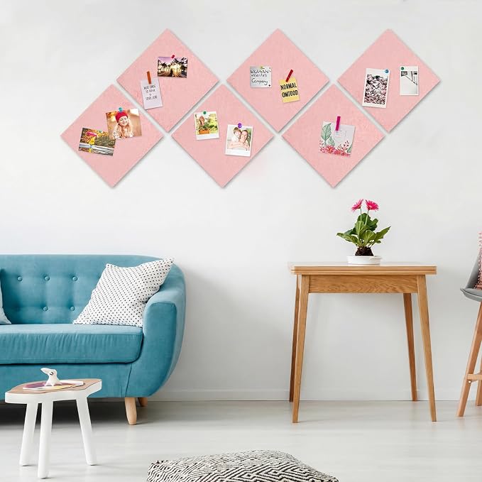 Thboxes Large Cork Board 28" x 19", 6 Pack Felt Wall Tiles - Image 5