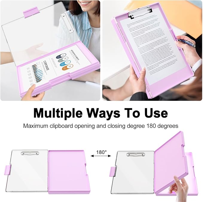 Piasoenc Clipboard with Storage, 8.5 x 11 Clip Boards with 2 Storage, Folio & - Image 3