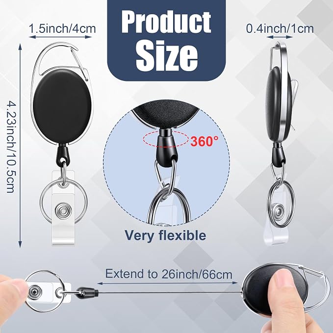 Honoson 370 Pcs Heavy Duty Retractable Badge Reels Batch ID Badge Holder - Image 2