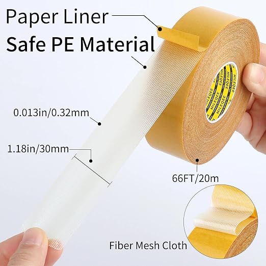 MILEQEE Double Sided Tape Heavy Duty, 1.18" x 66FT, Universal High Tack Strong - Image 2