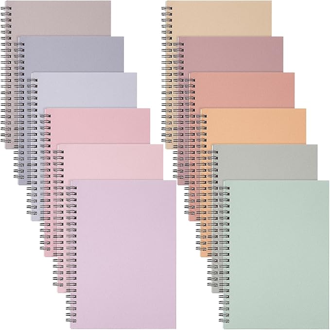 Fuutreo 12 Pcs Spiral Notebook for Work A5 8.3 x 5.7 Inch College Ruled Spiral Journal Notebook Kraft Cover Ruled Paper, 12 Color, 60 Sheets, 120 Pages for Office School(Macaron Color)-DeskLoop Office