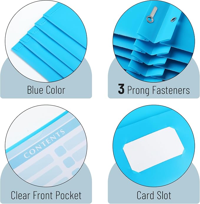 Mr. Pen- Plastic Folders with Pockets and Prongs, 24 Pack, Letter Size | Blue - Image 4