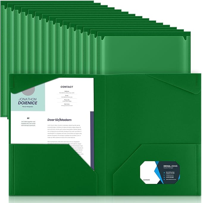 Henoyso 36 Pack Dark Green Plastic Folders by Henoyso