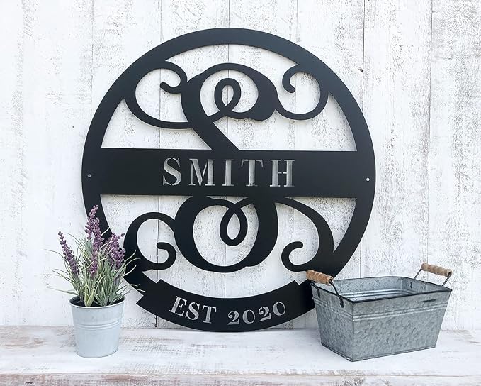 RealSteel Family Name Monogram, Personalized Family Name Metal Sign, Est Year by RealSteel