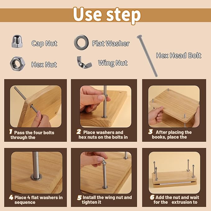 45 Pcs Book Binding Kits Bookbinding Kit Book Press 7.9”x11.6” with Book Binding Materials Bone Folder Tool Binding Cloth Webbing Strap and Storage Bag for Binding and Repair-DeskLoop Office