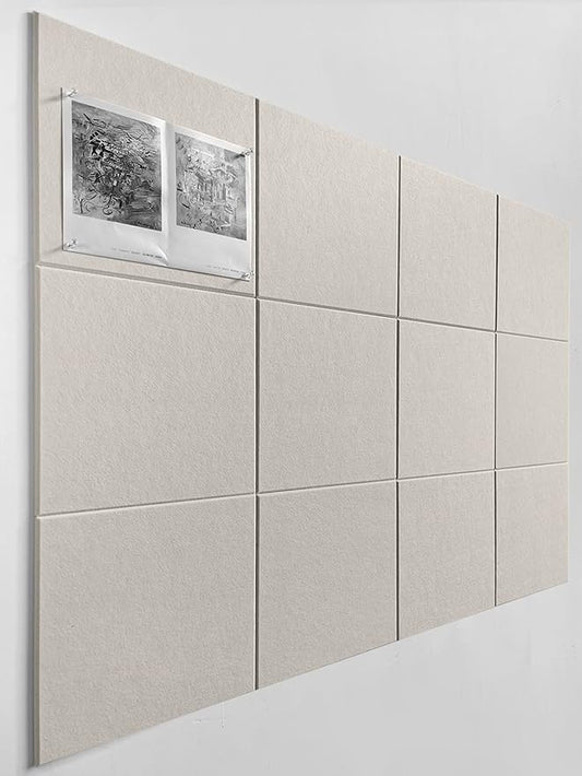 Large Cork Board Alternative - 12-Pack Felt Wall Tiles with Safe Removable Adhesive Tabs, Cork Wall Tiles Bulletin Board Home Office Essentials - Beige-DeskLoop Office