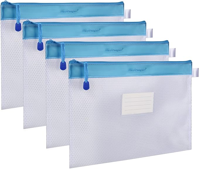 Wisdompro Zipper Pouch, 4 Packs Durable Letter Size Waterproof Mesh File Bag by Wisdompro