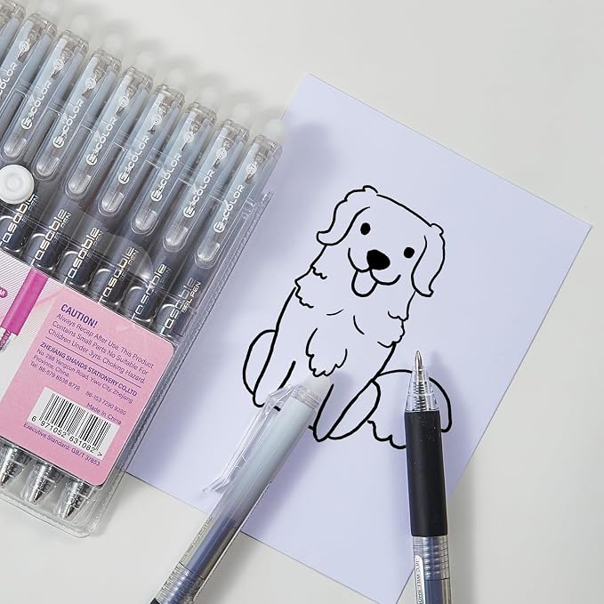 12Pcs Retractable Erasable Gel Pens Clicker, Fine Point 0.7mm Smooth Writing - Image 5