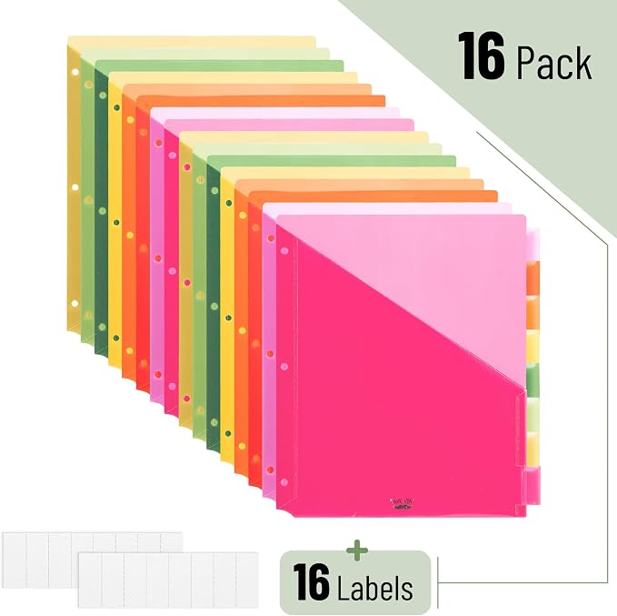 Mr. Pen- Binder Dividers with Pockets and Tabs, 16 Pack | Colorful, 3 Ring - Image 2